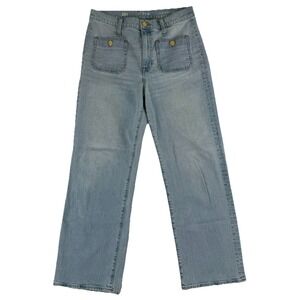 J.Crew Sailor Pocket Slim Wide‎ Leg Blue Jeans Womens 30T Tall Summer 2024 Denim